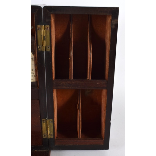 328 - AN EARLY VICTORIAN MAHOGANY APOTHECARY SET with partial contents. 24 cm x 18 cm closed.