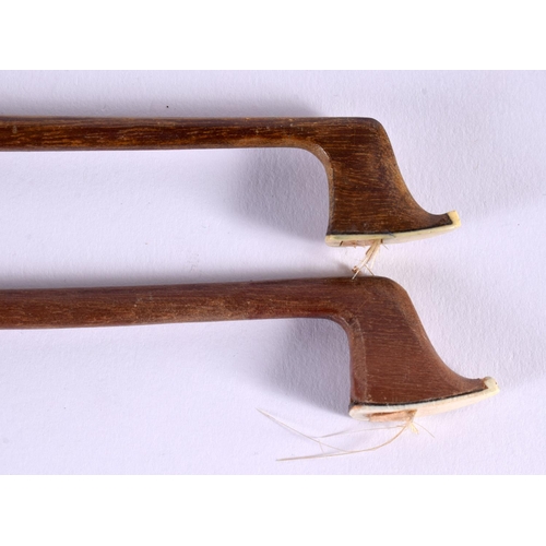 329 - A CASED TWO PIECE BACK VIOLIN with two bows. 59 cm long, length of back 35.5 cm. (3)