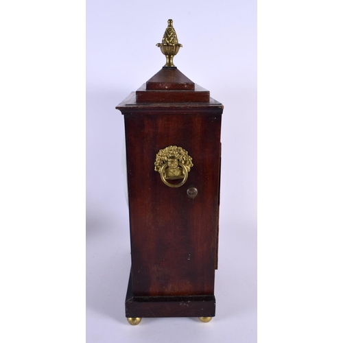 330 - A REGENCY MAHOGANY BRASS INLAID MANTEL CLOCK by Stafford of London. 42 cm x 20 cm.