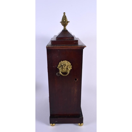 330 - A REGENCY MAHOGANY BRASS INLAID MANTEL CLOCK by Stafford of London. 42 cm x 20 cm.