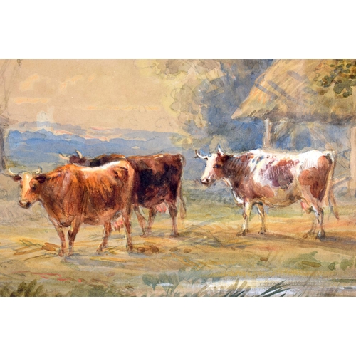 365 - Henry Earp Senior (1813-1914) English, Watercolour, Cows. 45 cm x 35 cm.