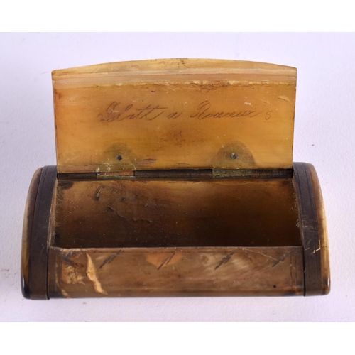 367 - AN EARLY 19TH CENTURY FRENCH PRISONER OF WAR NAPOLEONIC SNUFF BOX. 9 cm x 6 cm.