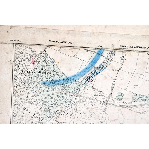 369 - THREE 19TH CENTURY FOLDING MAPS OF SUSSEX. Each 100 cm x 75 cm. (3)