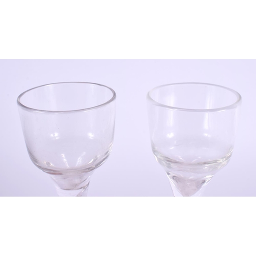 37 - TWO ANTIQUE ENGLISH WINE GLASSES. Largest 14.5 cm high. (2)