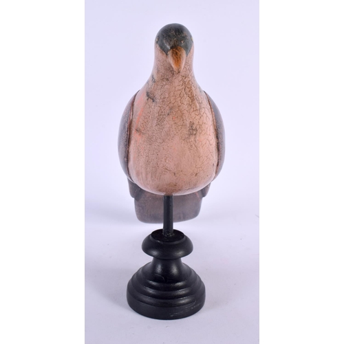 382 - A EUROPEAN PAINTED FOLK ART WOOD PIGEON DECOY. 27 cm x 18 cm.