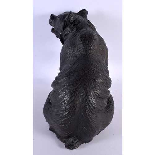 383 - A 19TH CENTURY BAVARIAN BLACK FOREST FIGURE OF A BEAR modelled seated with arm raised. 30 cm x 24 cm... 