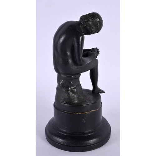 391 - A 19TH CENTURY EUROPEAN GRAND TOUR BRONZE FIGURE OF THE THORN PICKER modelled upon an ebonised base.... 