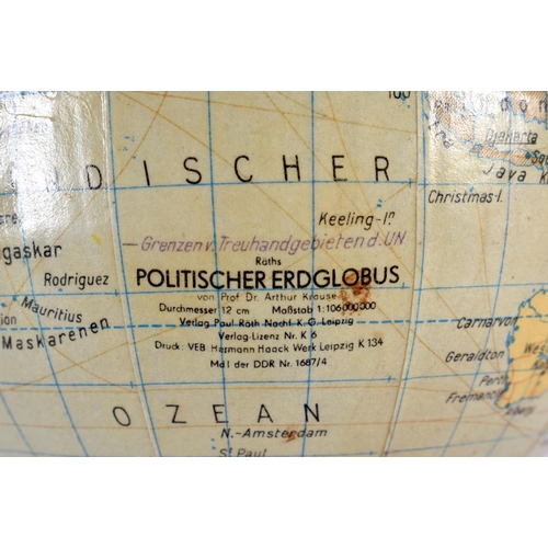 399 - A SMALL VINTAGE GERMAN POLITISCHER ERDGLOBUS GLOBE. 16 cm x 10 cm.