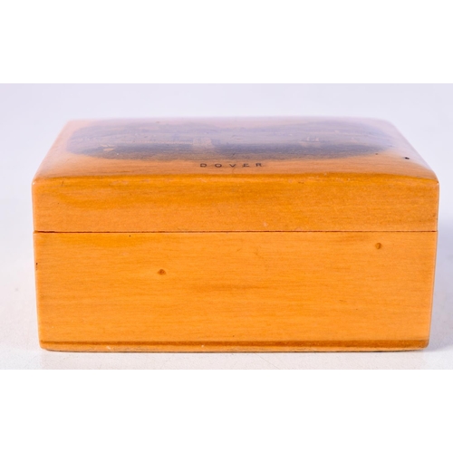 1000 - AN ANTIQUE MAUCHLINWARE DOVER BOX. 8 cm x 5.5 cm.