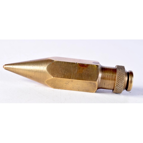 1023 - A BRONZE PENCIL FORM PLUMB WEIGHT. 8.5 cm x 2 cm.