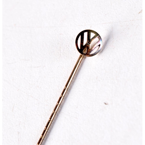 1043 - A 14CT GOLD PIN. 0.4 grams. 4.5 cm long.