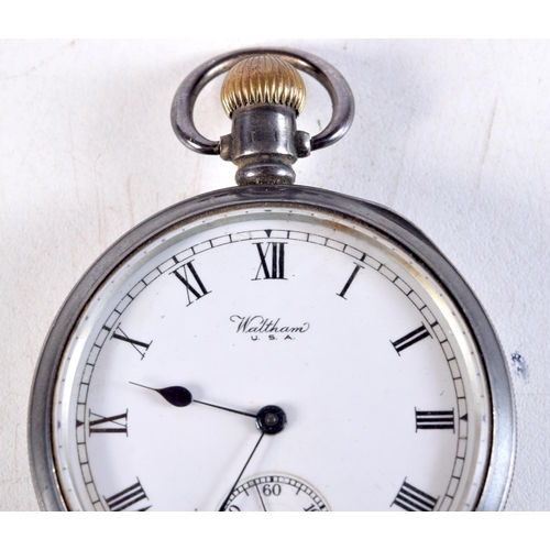 1063 - A SILVER WALTHAM POCKET WATCH. Birmingham 1925. 106 grams. 5 cm wide.