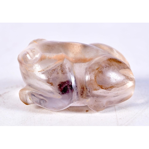 1067 - AN ANTIQUE MIDDLE EASTERN ROCK CRYSTAL TOAD TOGGLE. 4.5 cm x 3.75 cm wide.