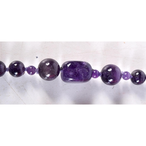 1073 - AN AMETHYST NECKLACE. 141 grams. 78 cm long.