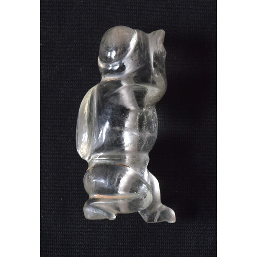 1078 - AN ANTIQUE MIDDLE EASTERN CARVED ROCK CRYSTAL TOGGLE. 5.25 cm x 2.25 cm.