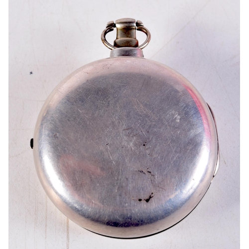 1087 - AN ANTIQUE SILVER POCKET WATCH. 184 grams. 6 cm diameter.