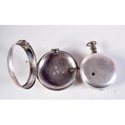 1087 - AN ANTIQUE SILVER POCKET WATCH. 184 grams. 6 cm diameter.