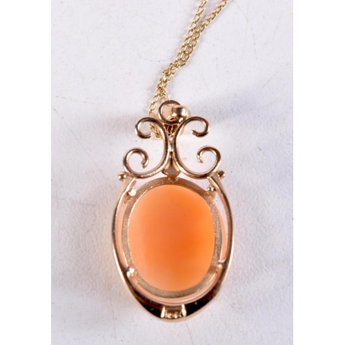 1091 - A 10CT GOLD CAMEO NECKLACE. 2.5 grams. Chain 46 cm long.