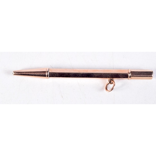 1191 - A 9CT GOLD PENCIL. 7.3 grams. 7.5 cm high.