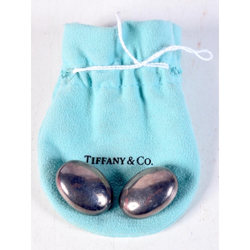 1228 - A PAIR OF TIFFANY & CO SILVER EARRINGS. 17 grams. 2.5 cm x 2 cm.