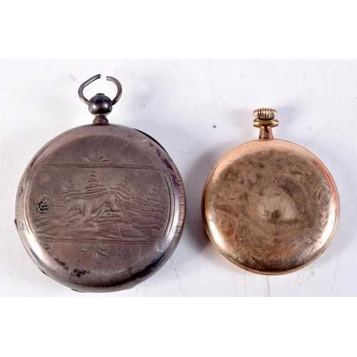 1250 - TWO POCKET WATCHES. 5.25 cm wide. (2)