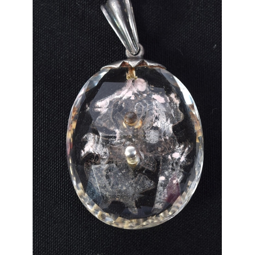 1294 - AN ANTIQUE SILVER AND CRYSTAL PENDANT. 16 grams. 5 cm x 2.75 cm.