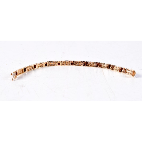 1348 - A 14CT GOLD AND 3CT DIAMOND BRACELET. 16.3 grams. 17 cm long.