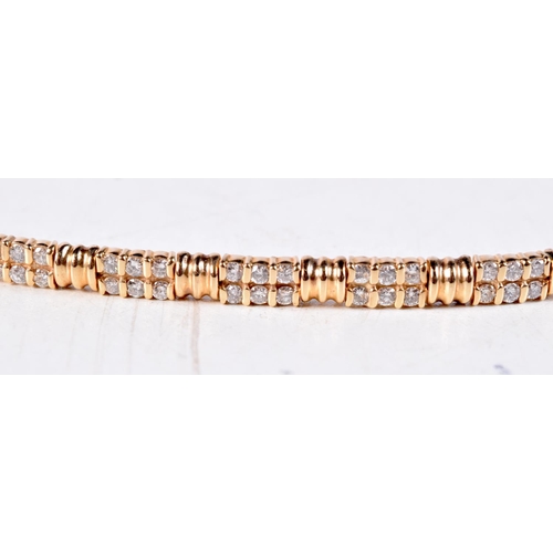 1348 - A 14CT GOLD AND 3CT DIAMOND BRACELET. 16.3 grams. 17 cm long.