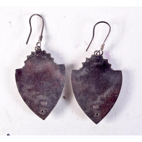 1358 - A PAIR OF SILVER EARRINGS. 16 grams. 6 cm x 2.75 cm.