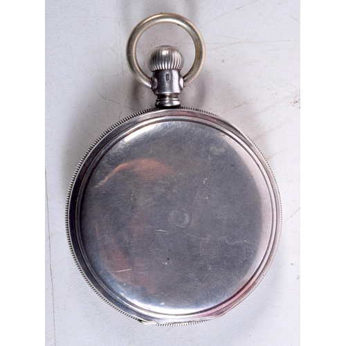 1364 - AN ANTIQUE SILVER POCKET WATCH. 101 grams. 5 cm wide.