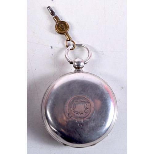 1366 - A 1930S SILVER POCKET WATCH. Birmingham 1938. 121 grams. 5 cm wide.