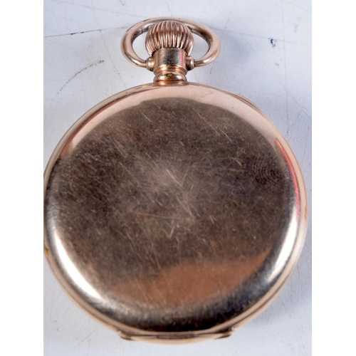 1372 - A GOLD PLATED WALTHAM POCKET WATCH. 5 cm wide.