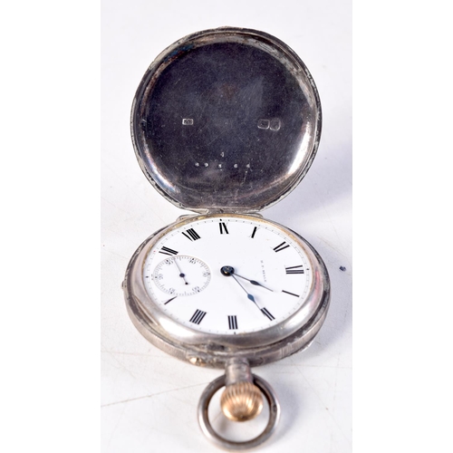 1376 - TWO ANTIQUE SILVER POCKET WATCHES. Birmingham 1900 & Chester 1901. 264 grams. 5.25 cm wide. (2)