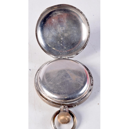 1376 - TWO ANTIQUE SILVER POCKET WATCHES. Birmingham 1900 & Chester 1901. 264 grams. 5.25 cm wide. (2)