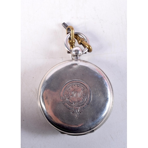 1383 - AN ANTIQUE SILVER POCKET WATCH. Chester 1891. 121 grams. 5.25 cm wide.