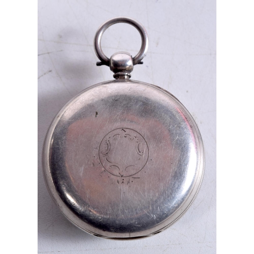 1384 - AN ANTIQUE SILVER POCKET WATCH. London 1881. 176 grams. 5.5 cm wide.