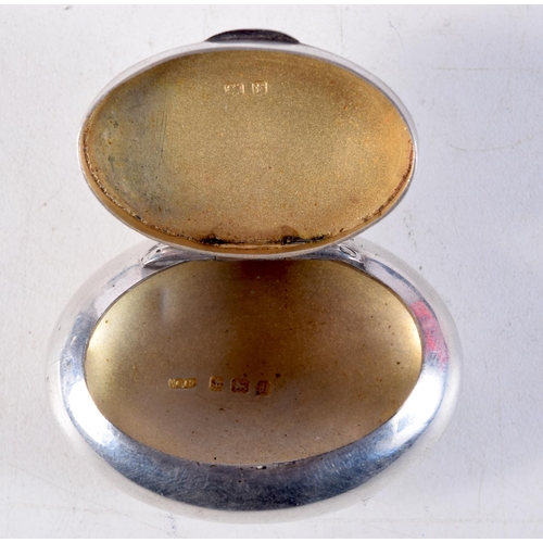 1422 - A RARE EDWARDIAN ENAMELLED SILVER PILL BOX. Birmingham 1905. 21.8 grams. 5 cm x 3.5 cm.