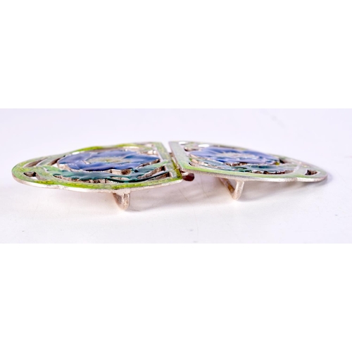 1471 - A SILVER AND ENAMEL BUCKLE. 35 grams. 9 cm x 4.25 cm.