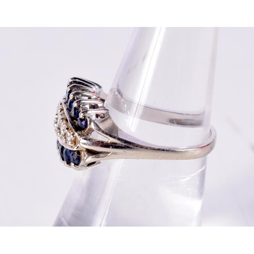 1493 - A 14CT GOLD DIAMOND AND SAPPHIRE RING. 4.1 grams. L/M.