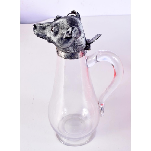 1502 - A RARE VICTORIAN SILVER DOG HEAD CLARET JUG in the manner of Richard Hodd & Sons. London 1884. 30 cm... 