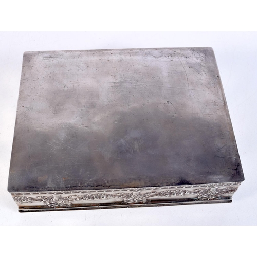 1561 - A LARGE ANTIQUE CONTINENTAL WHITE METAL BOX. 510 grams. 13.5 cm x 17.5 cm.