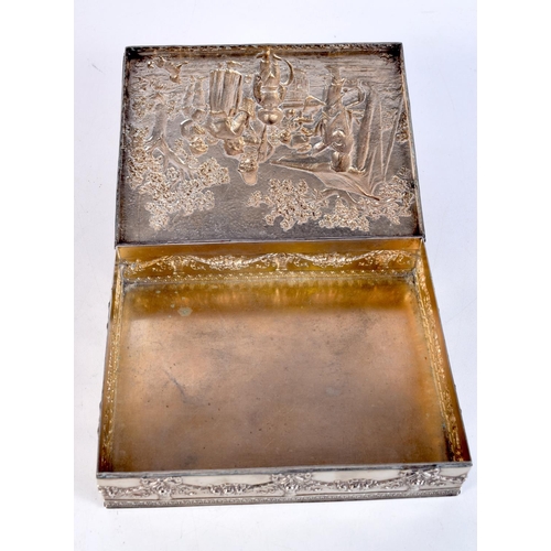 1561 - A LARGE ANTIQUE CONTINENTAL WHITE METAL BOX. 510 grams. 13.5 cm x 17.5 cm.