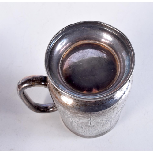 1566 - AN ANTIQUE SILVER MUG. 112 grams. Birmingham 1891. 9.5 cm x 9 cm.