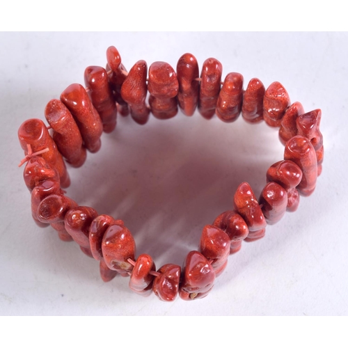 1579 - A CORAL BRACELET. 61 grams. 5.5 cm wide.