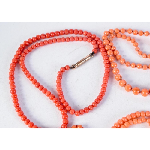 1584 - SIX ART DECO CORAL NECKLACES. 64.2 grams. 46 cm long. (6)