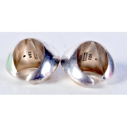 1594 - A PAIR OF DANISH GEORG JENSEN SILVER CUFFLINKS. 17.5 grams. 3 cm x 1.75 cm.