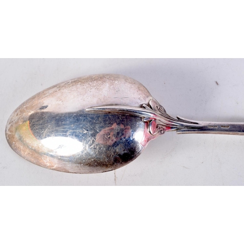 1645 - A LARGE ANTIQUE SILVER SPOON. 114 grams. 25.5 cm long.