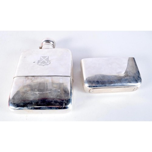 1673 - A VERY RARE LARGE ART DECO SILVER HIP FLASK. Sheffield 1919. 935 grams. 23 cm x 14.5 cm.