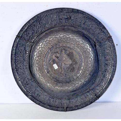 1676 - A LARGE 19TH CENTURY ELKINGTON AND CO MIXED METAL CHARGER together with a similar small dish. Larges... 