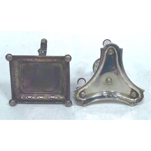 1680 - TWO ANTIQUE SILVER PLATED SMOKING STANDS. Largest 12 cm x 12 cm. (2)